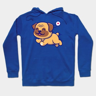 Cute Pug Dog Running Cartoon Hoodie